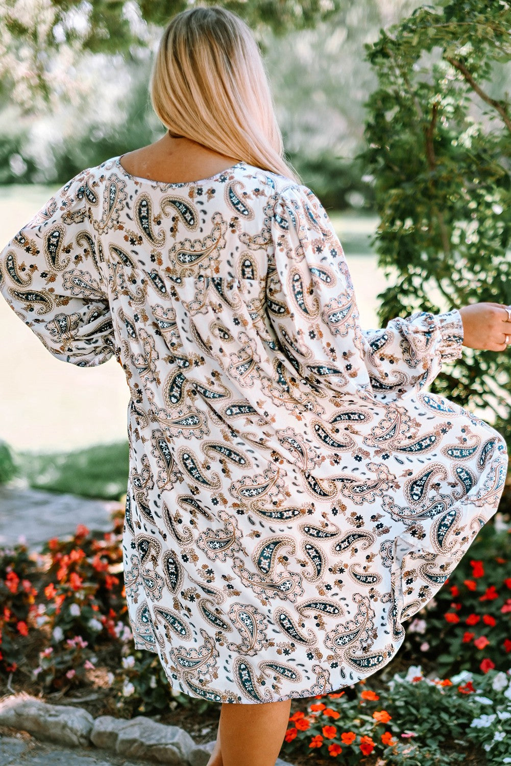 The Paisley Print Puff Sleeve Dress