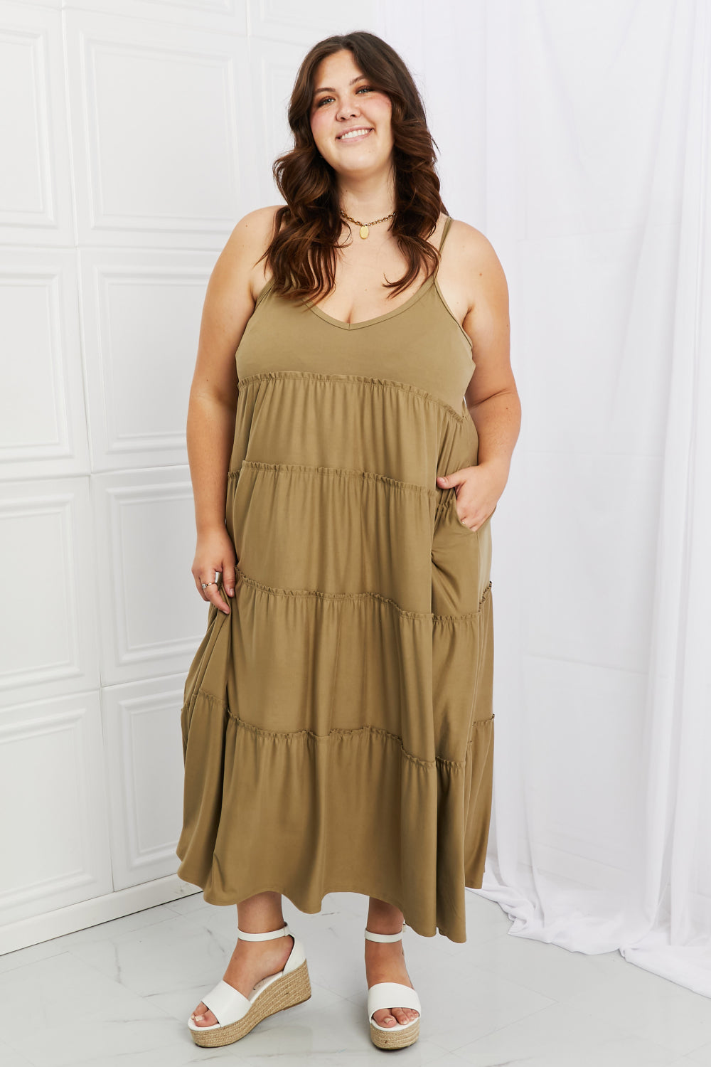 The Khaki Tiered Maxi with Pockets