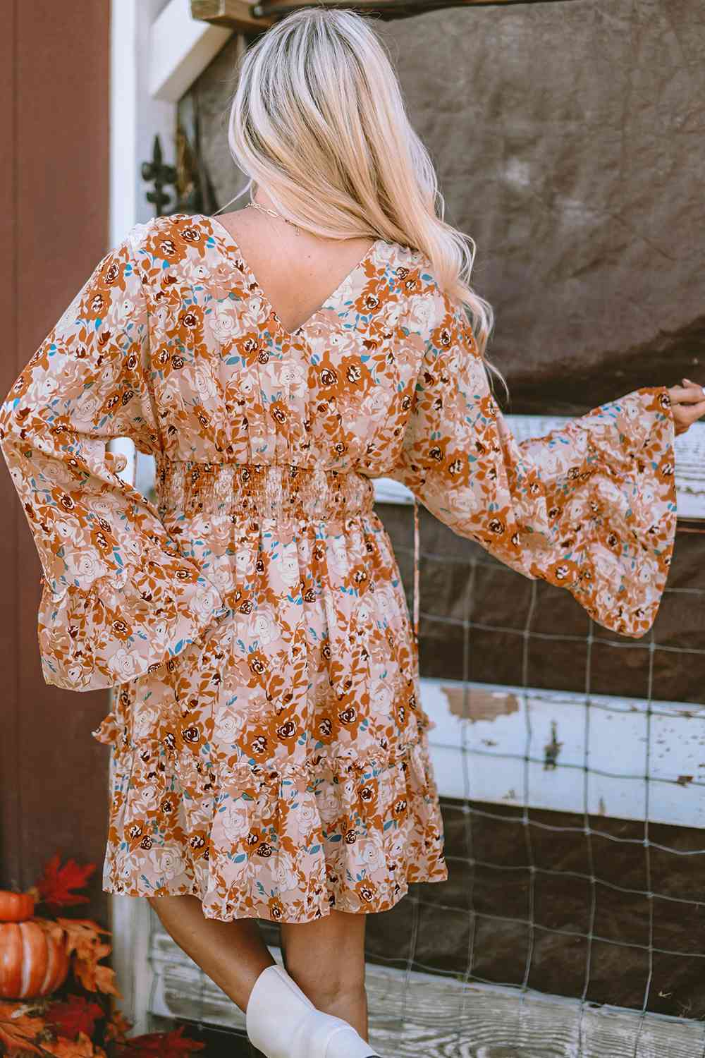 The Fall Floral Smocked Dress