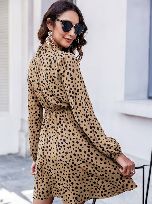 The Printed Camel Long Sleeve Mini Dress