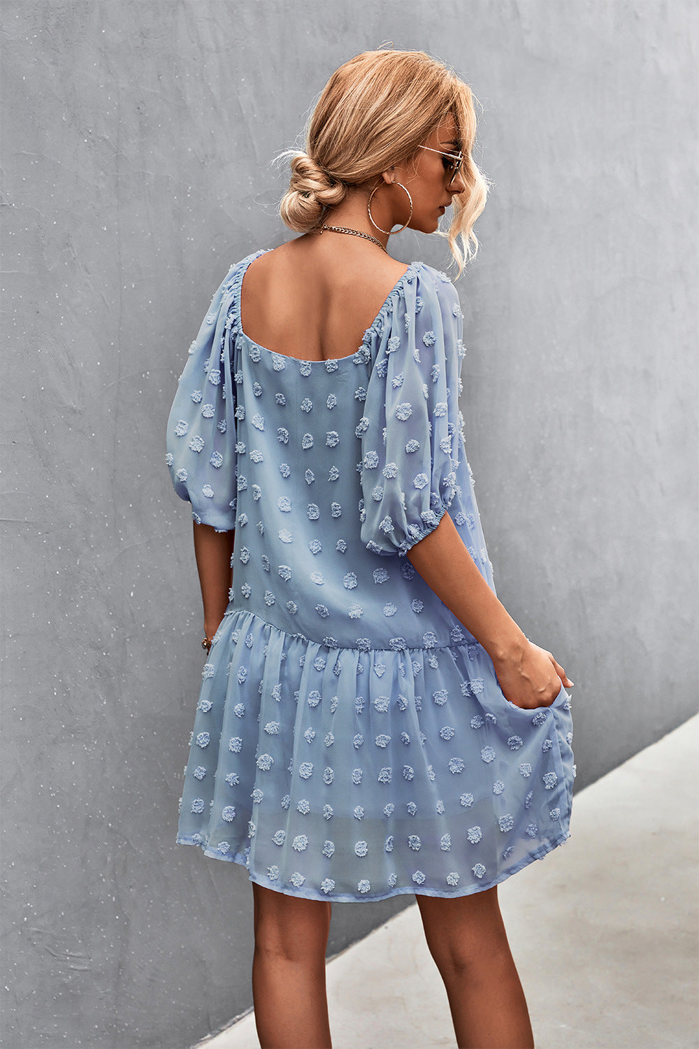 The Swiss Dot Balloon Sleeve Dress