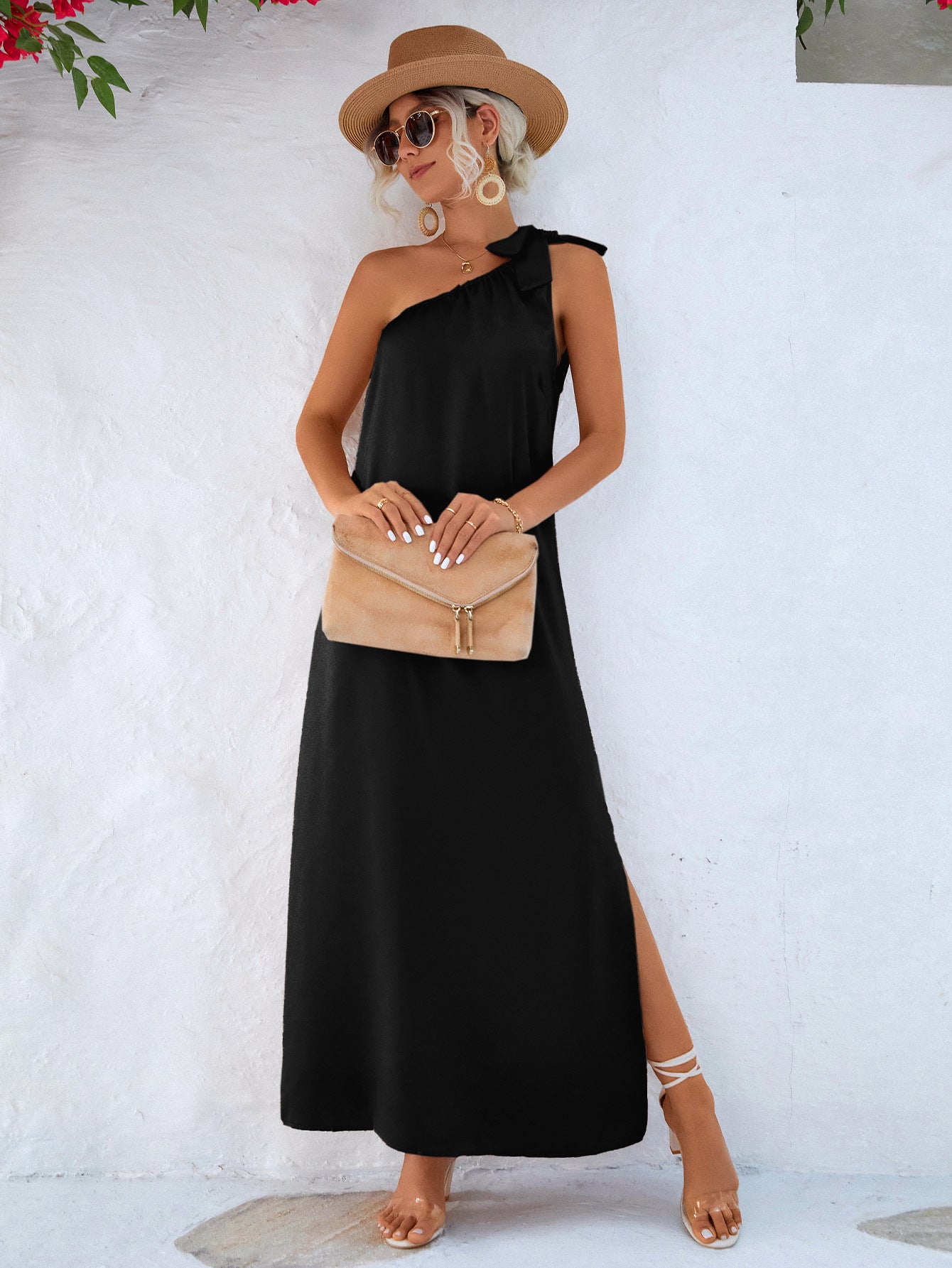 The One-Shoulder Slit Maxi Dress