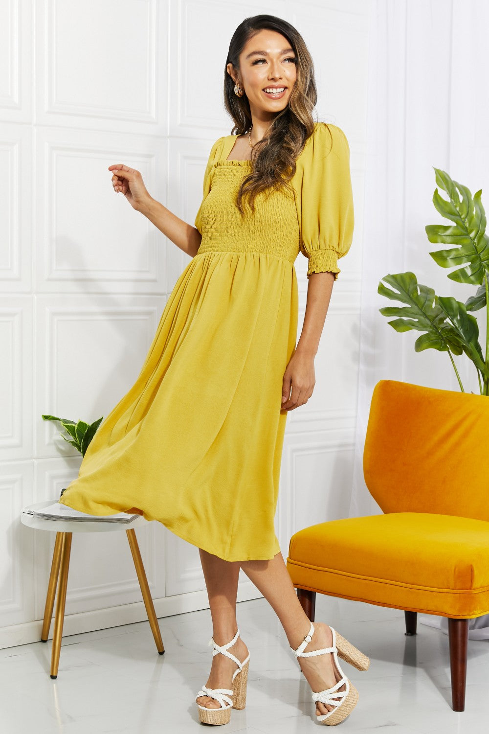 The Love You Forever Square Neck Midi Dress