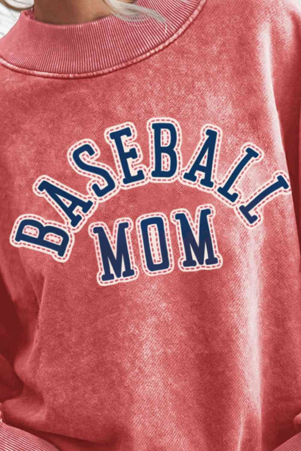 The BASEBALL MOM Graphic Drop Shoulder Sweatshirt