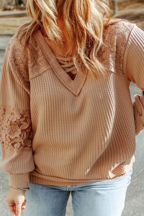 The Perfectly Plus Size Waffle -Knit Blouse