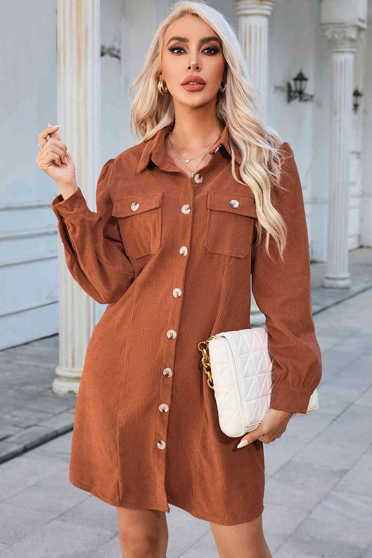 The Button Down Puff Sleeve Dress