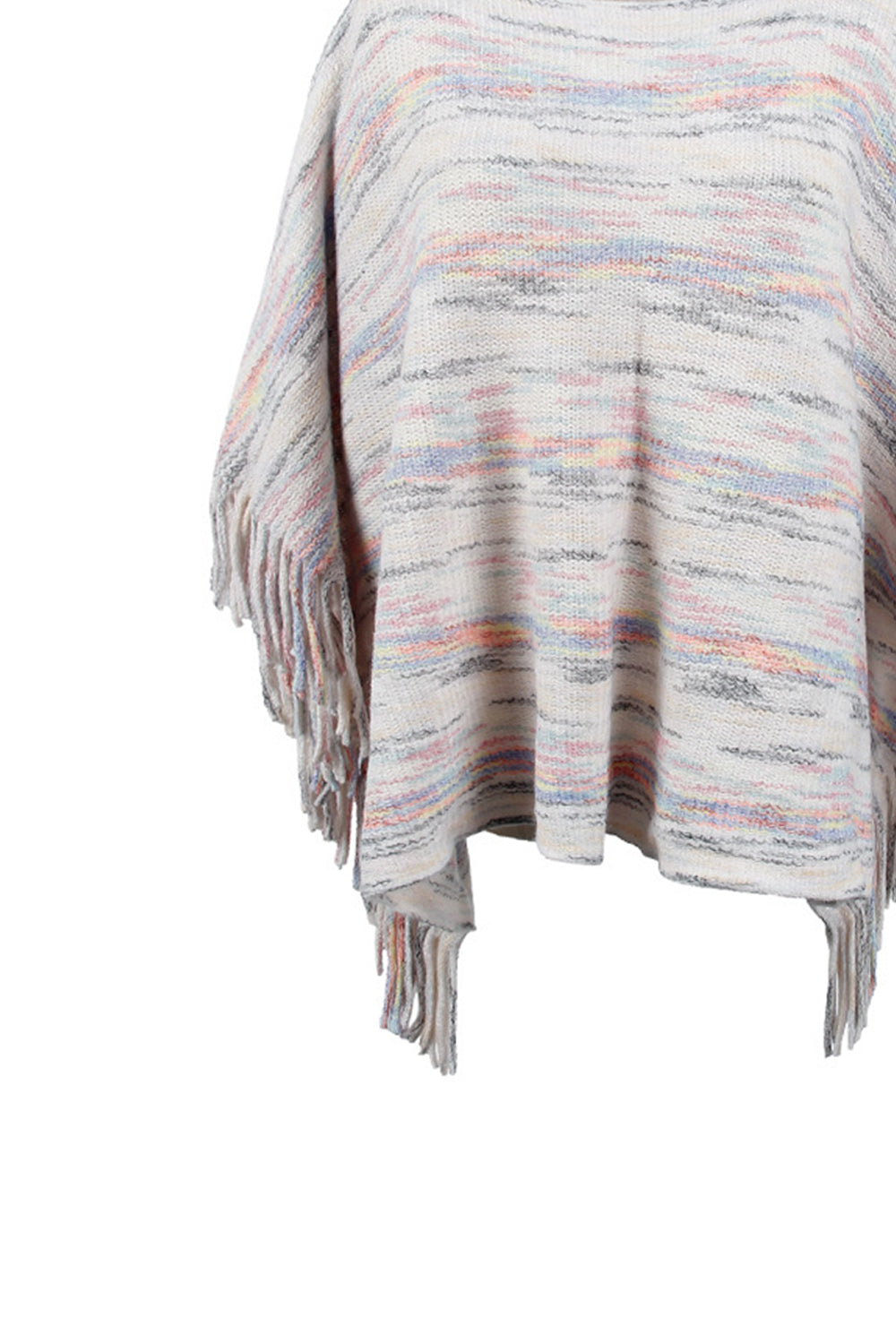 The Round Neck Fringe Detail Sleeve Poncho