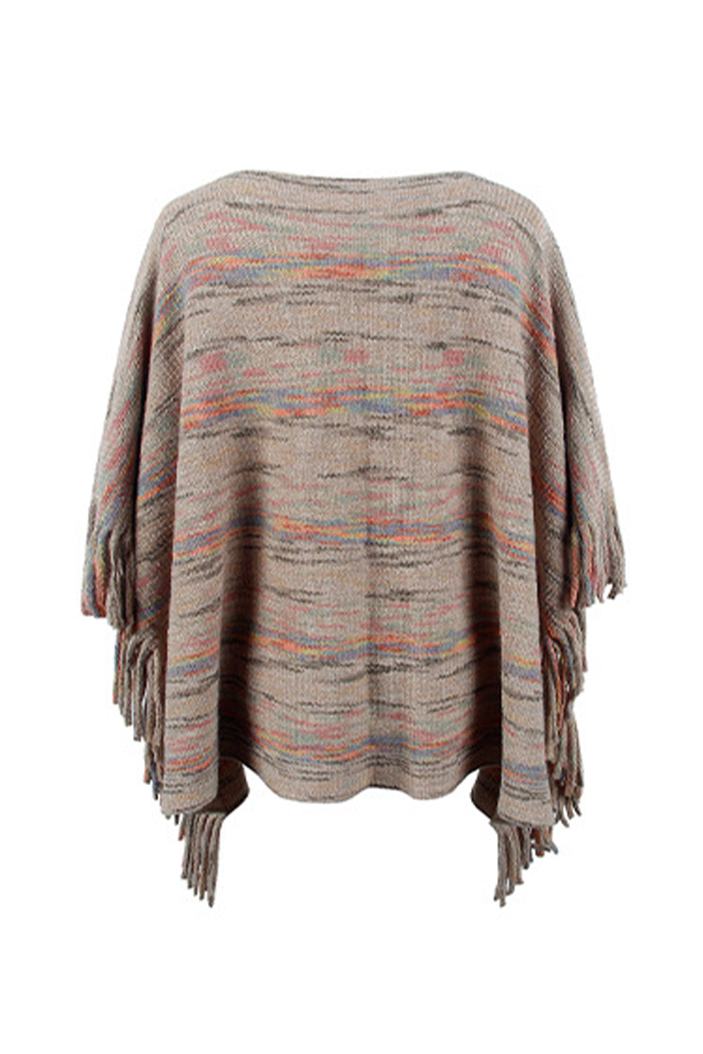 The Round Neck Fringe Detail Sleeve Poncho