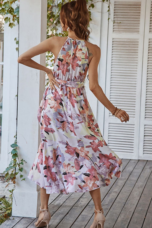 The Blush Floral Tie Belt Dress