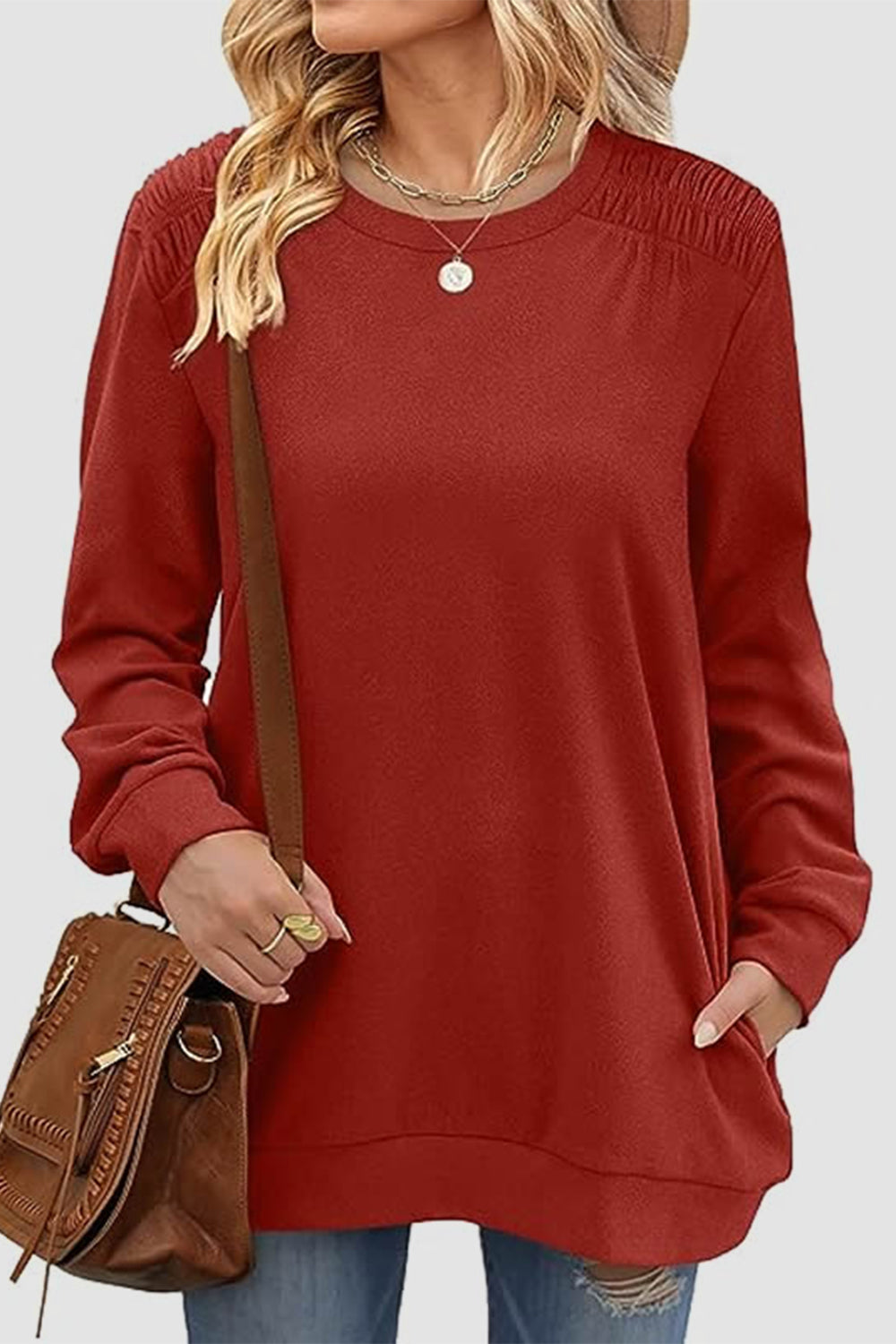 The Ruched Round Neck Sweatshirt