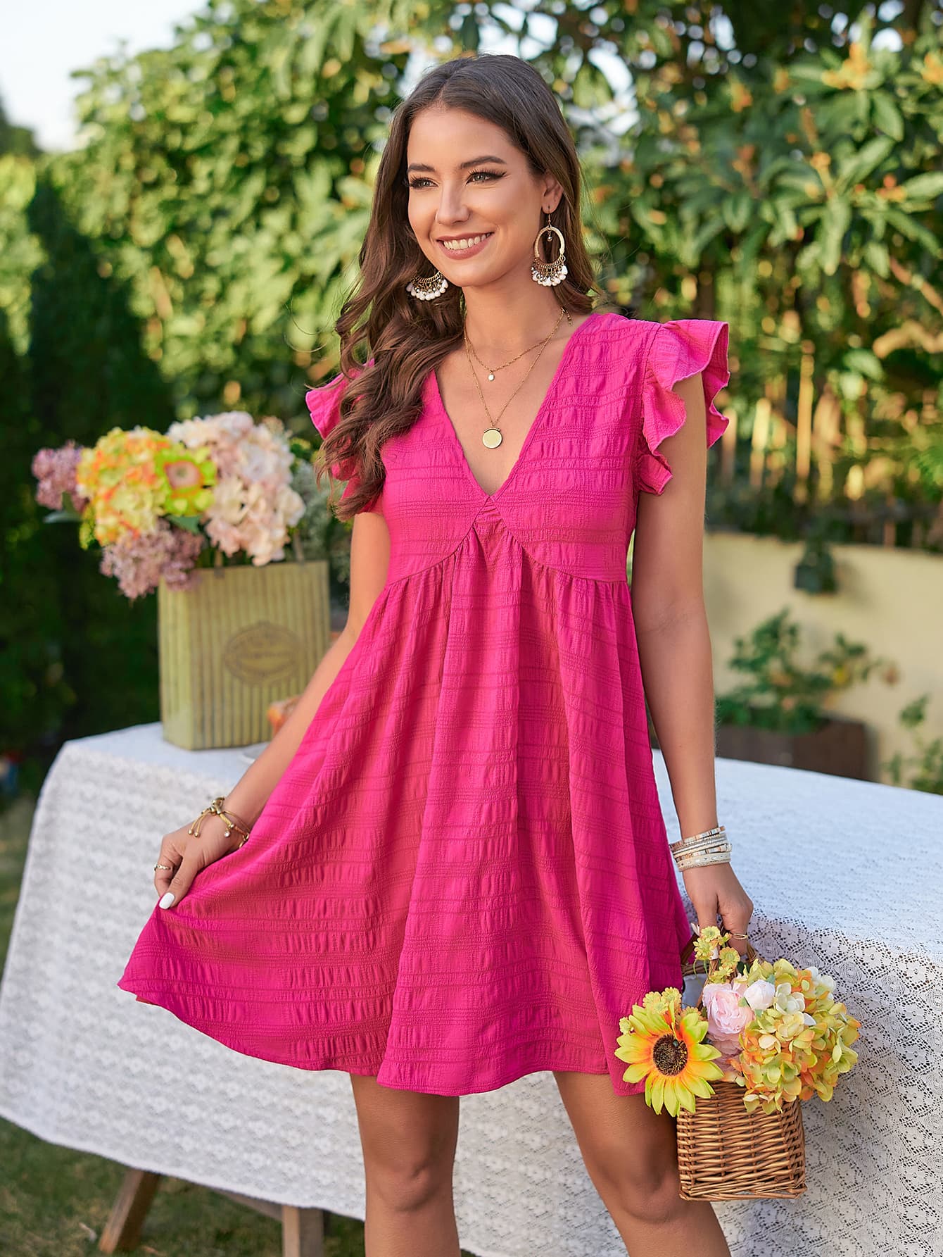 The Perfect Pink Flutter Sleeve Dress