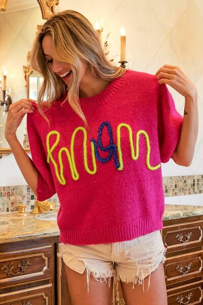 The MOM Contrast Round Neck Sweater