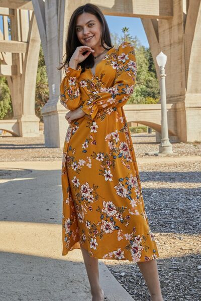 The Floral Tie Back Flounce Sleeve Dress