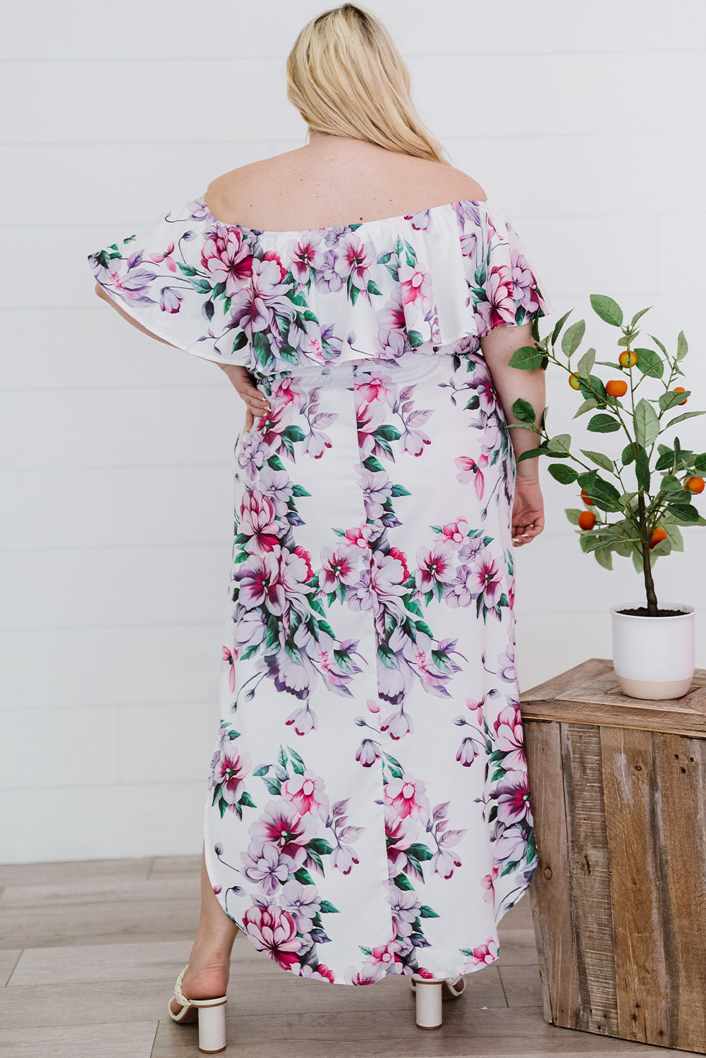 The Flutter Floral Off-Shoulder Layered Dress