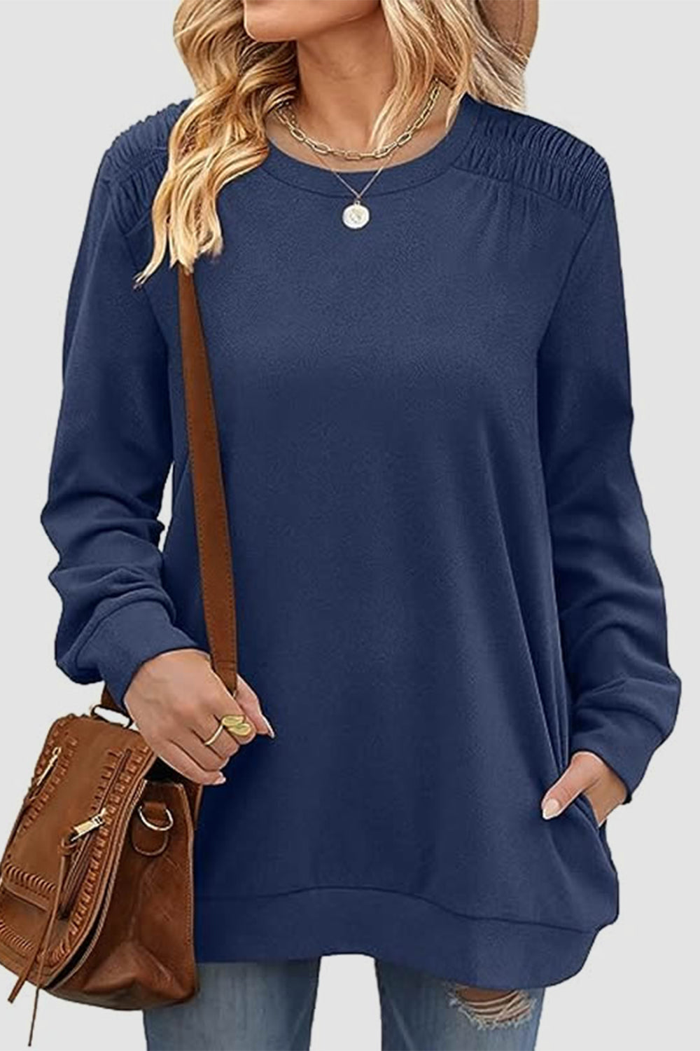 The Ruched Round Neck Sweatshirt