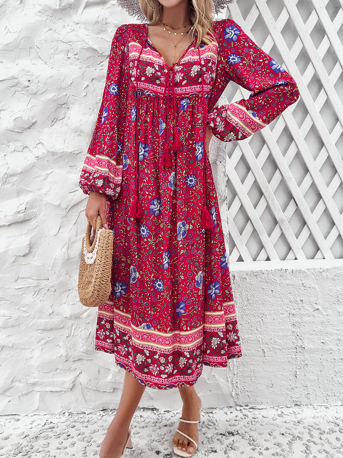 The Boho Tassel Long Sleeve Dress