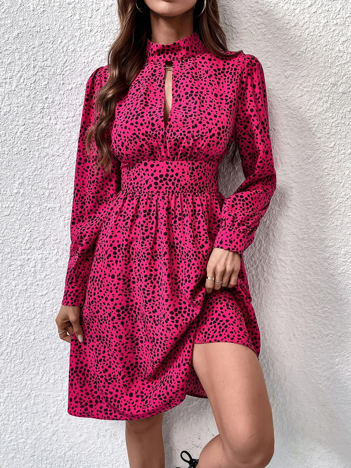 The Cerise Mock Neck Dress