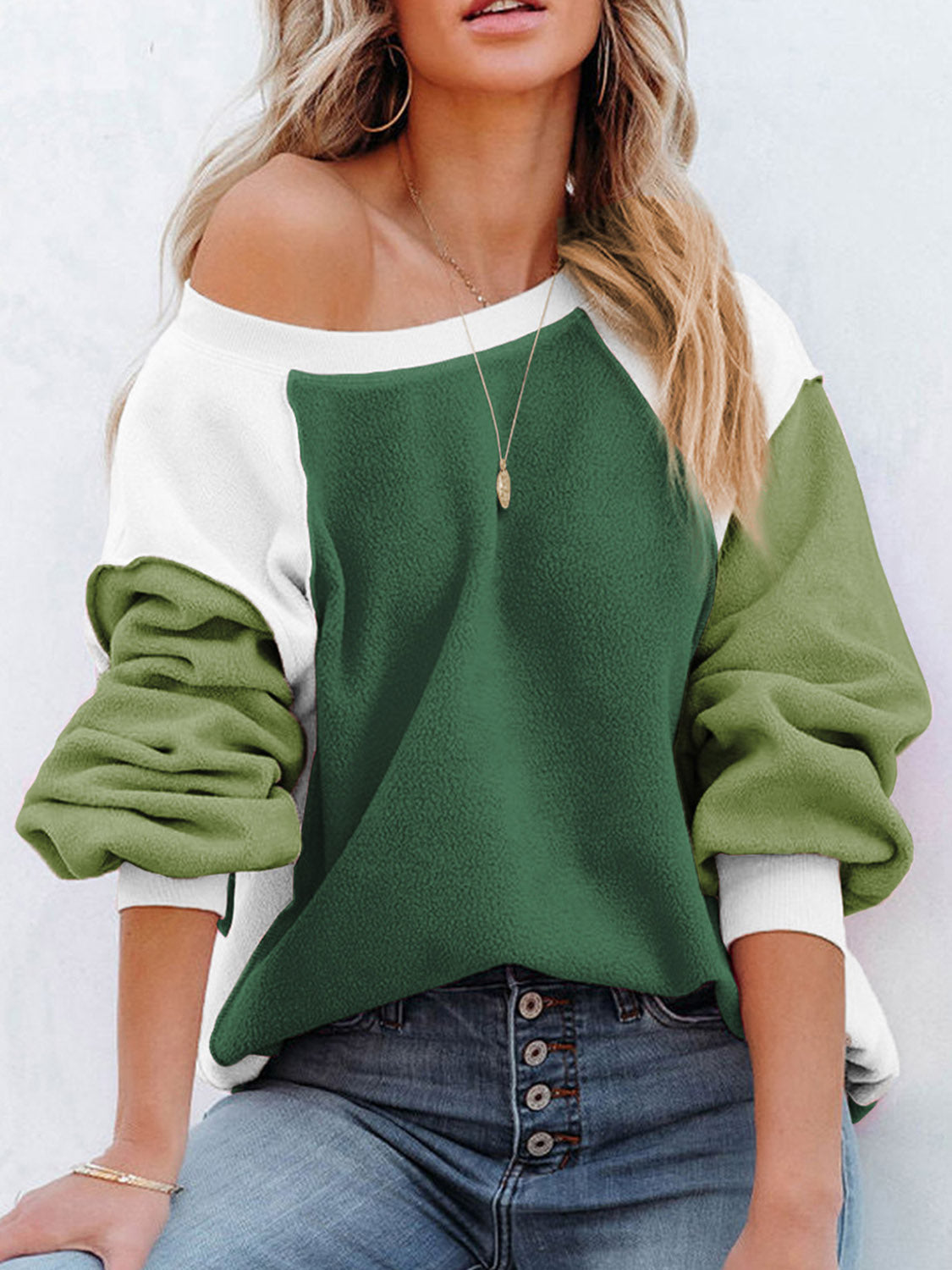 The Earthy Color Block Exposed Seam Sweatshirt