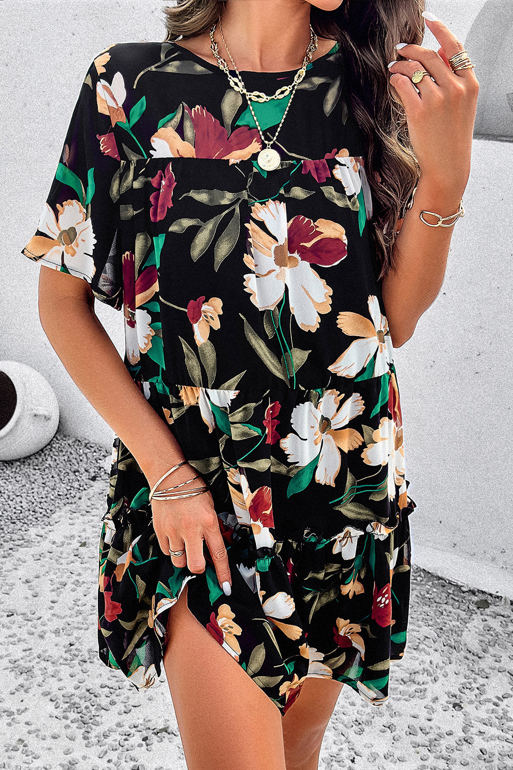 The Floral Printed Tie Back Mini Dress