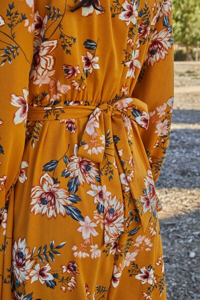 The Floral Tie Back Flounce Sleeve Dress