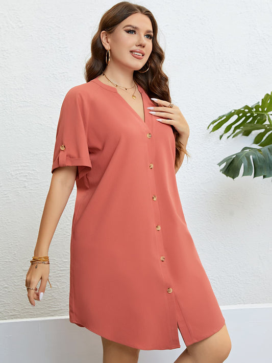 The Perfectly Plus Sized Notched Neck Shift Dress