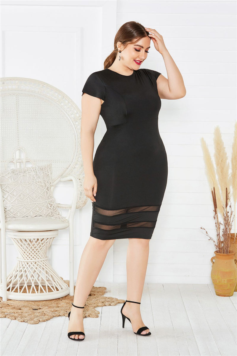 The Little Black Mesh Detail Midi Dress