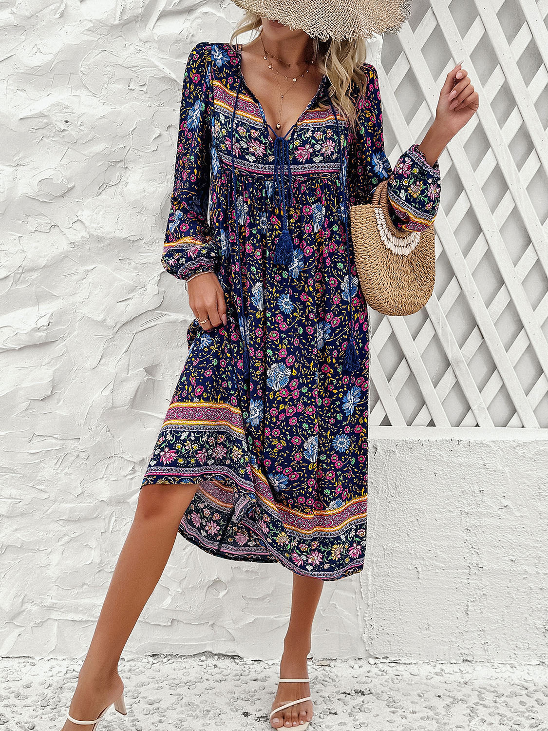 The Boho Tassel Long Sleeve Dress