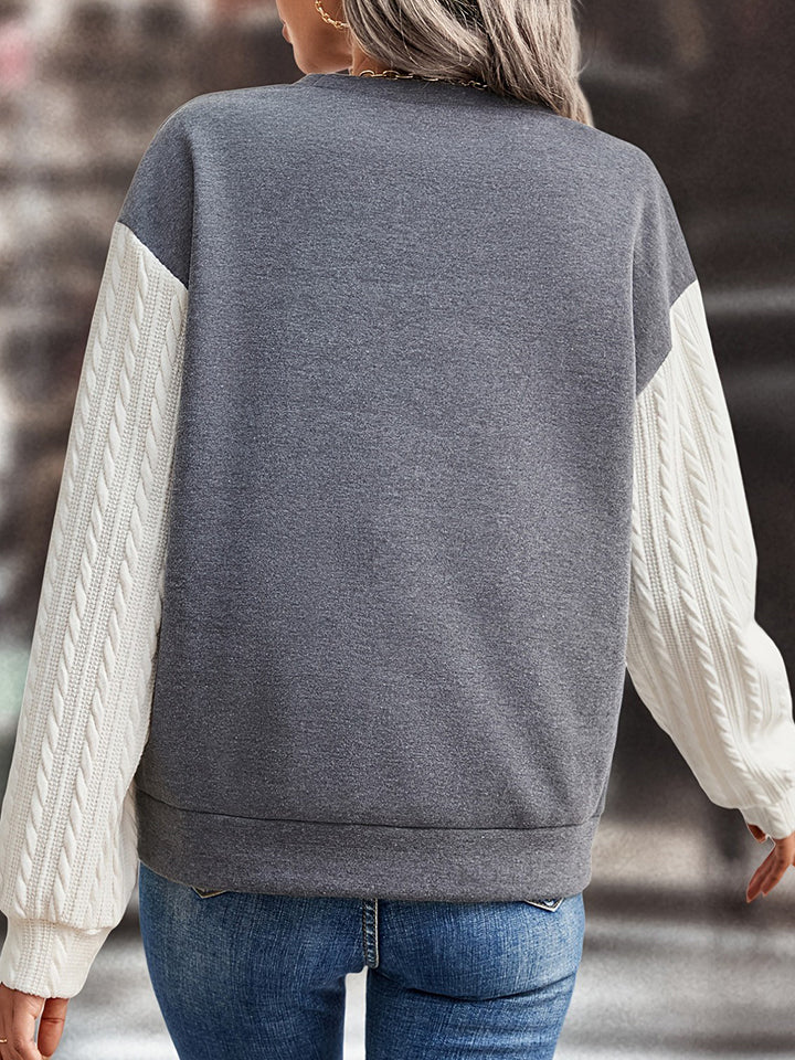 The Contrast Round Neck Drop Shoulder Sweatshirt