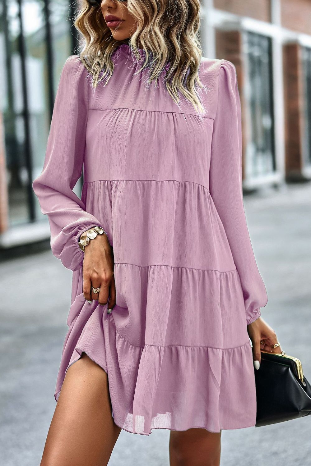 The Thriver Tied Ruffle Collar Dress