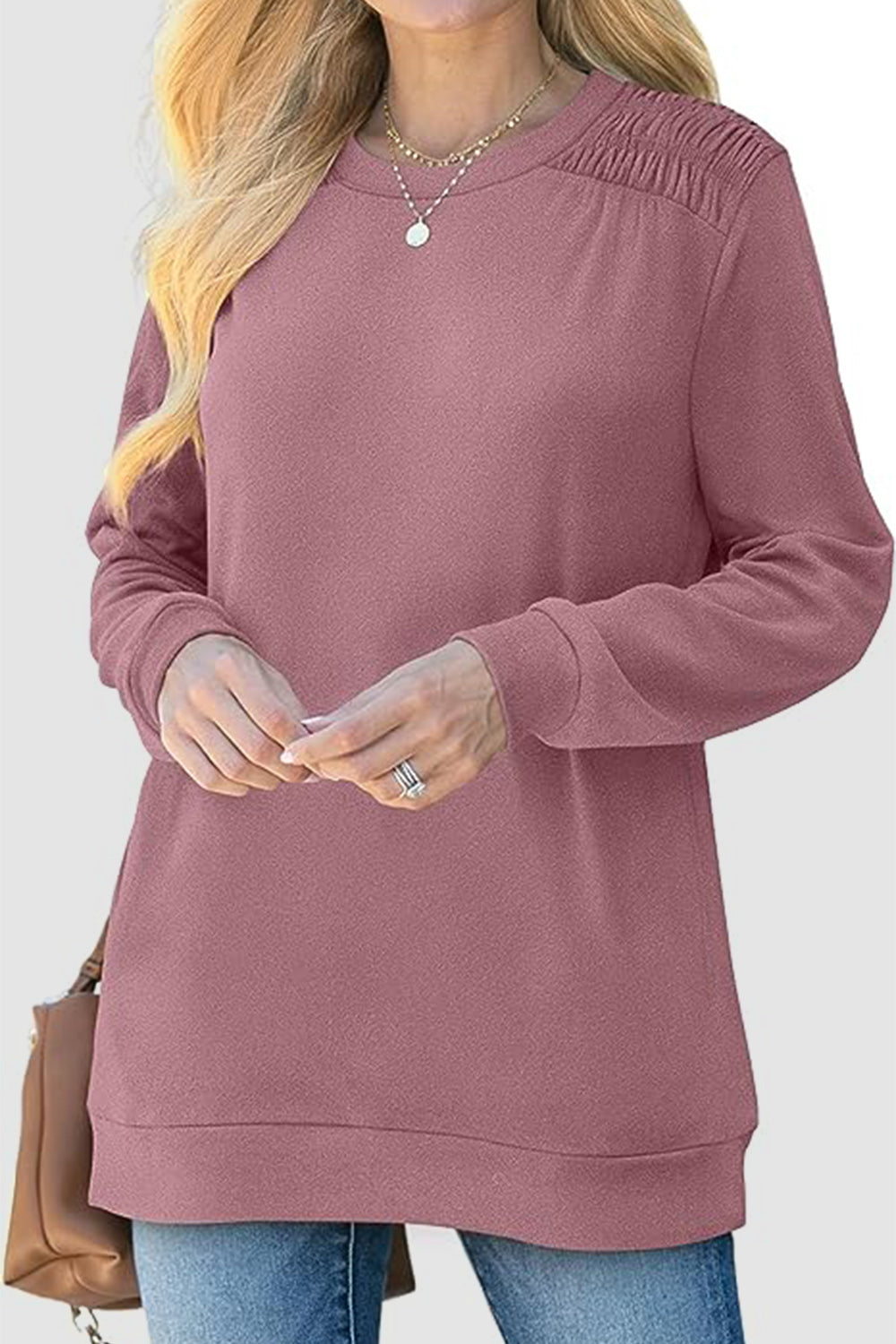 The Ruched Round Neck Sweatshirt