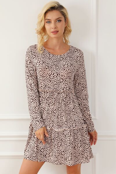 The Frill Printed Round Neck Dress