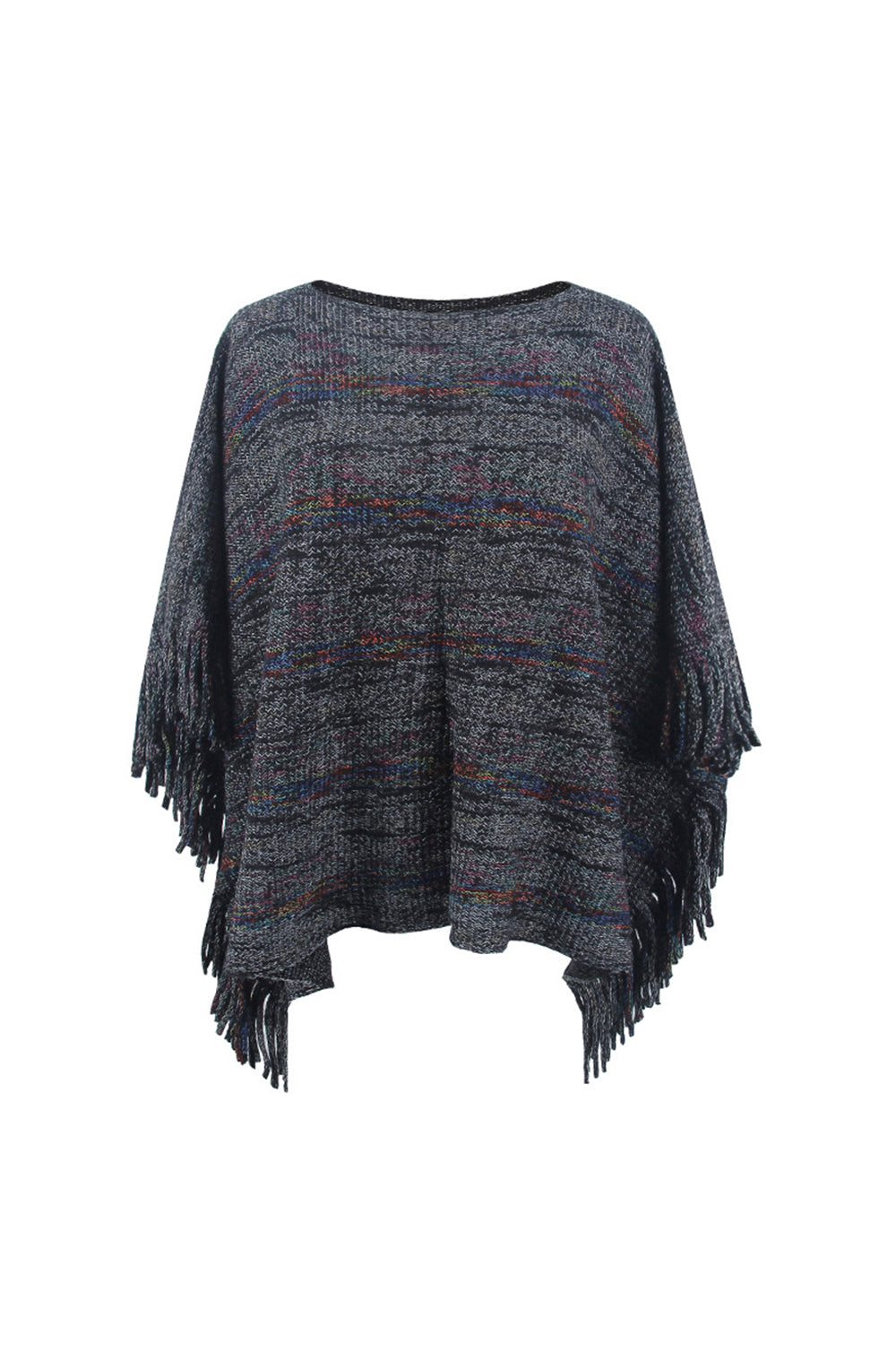 The Round Neck Fringe Detail Sleeve Poncho