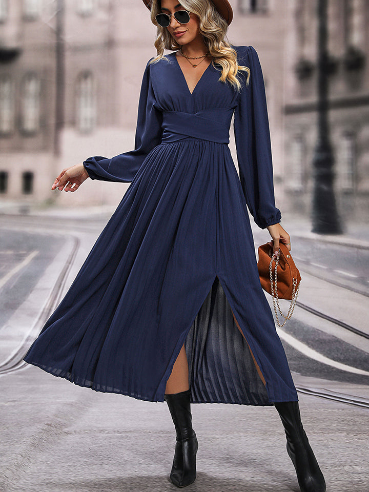 The Pleated Slit Dress