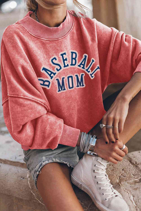 The BASEBALL MOM Graphic Drop Shoulder Sweatshirt