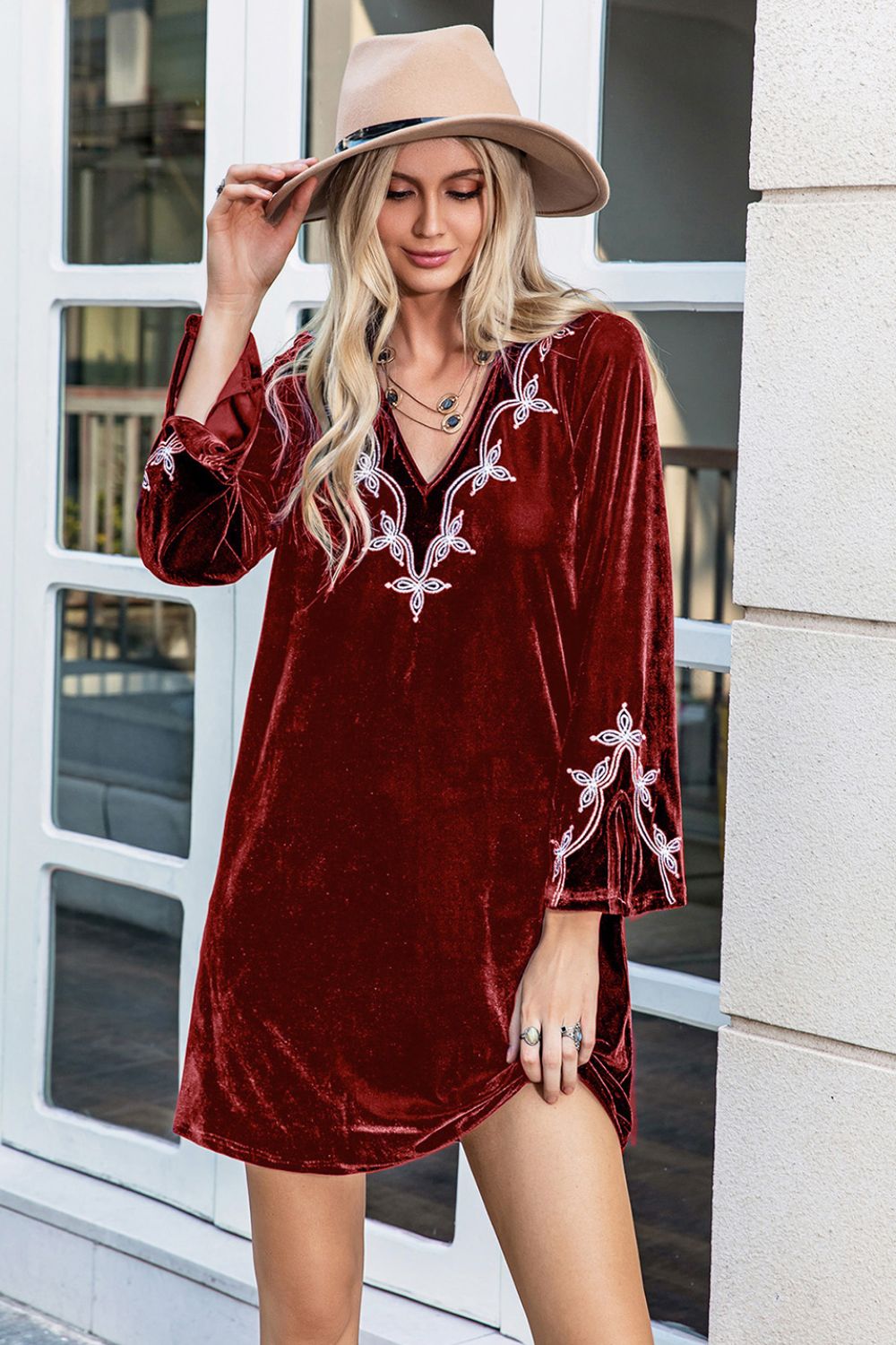 The Boho Long Sleeve Mini Dress