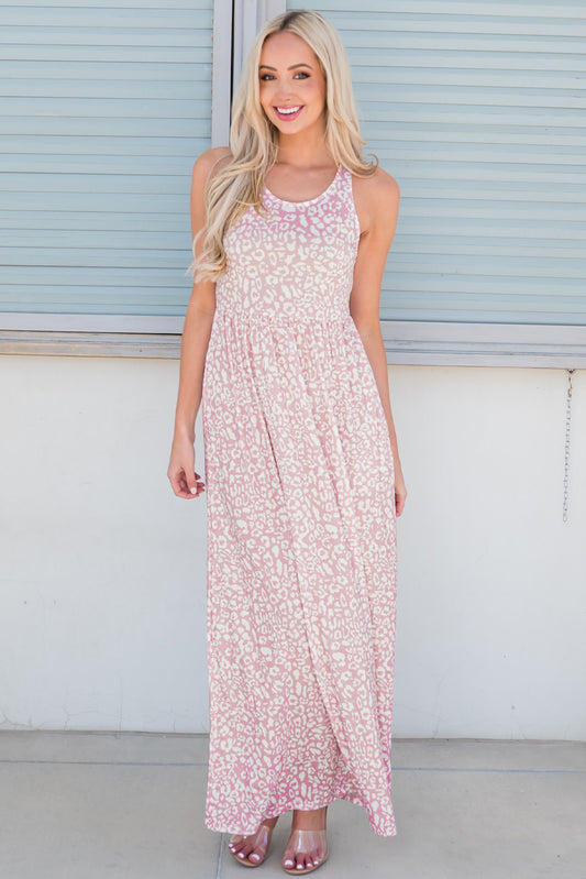 The Leopard Round Neck Sleeveless Maxi Dress