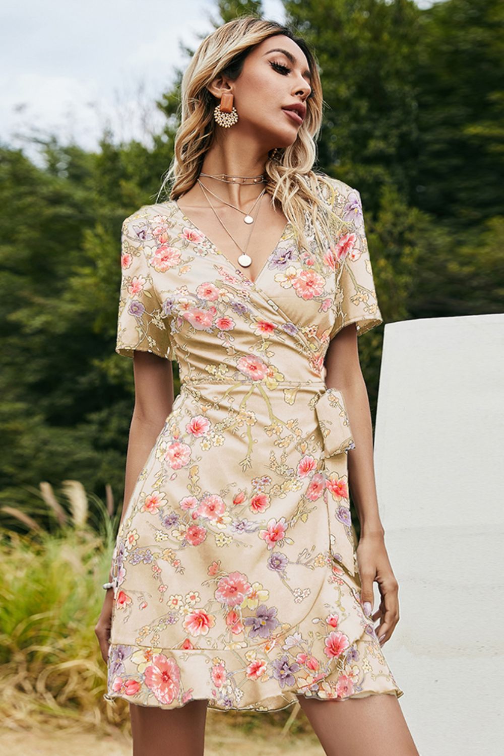 The Floral Tied Ruffle Hem Dress