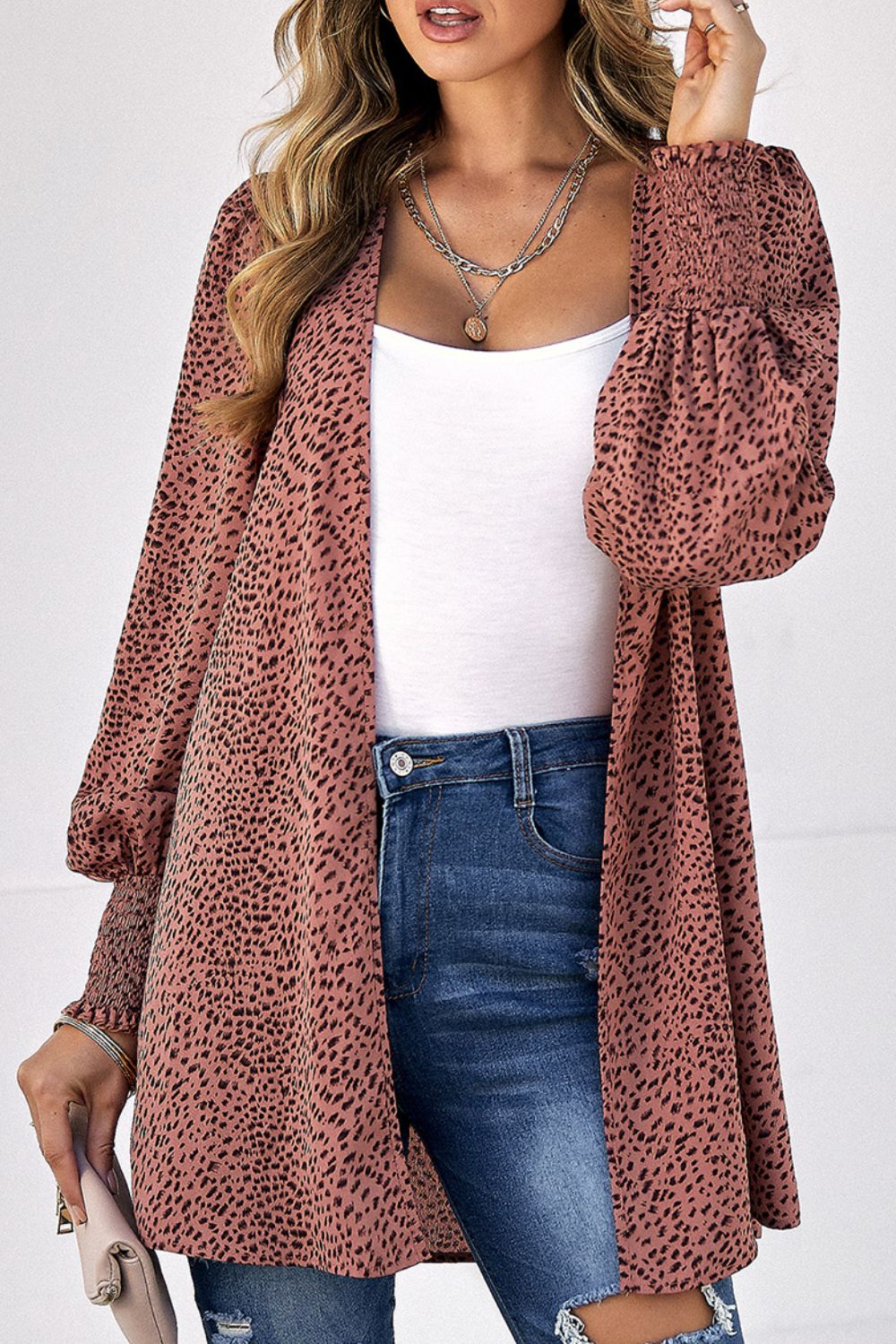 The Leopard Print Balloon Sleeve Cardigan