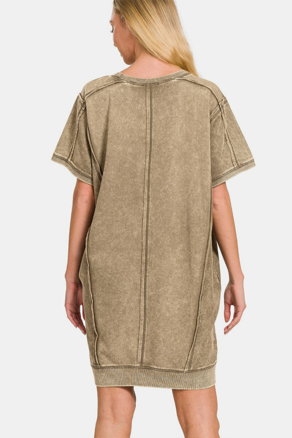 The Washed Exposed Seam Mini Tee Dress