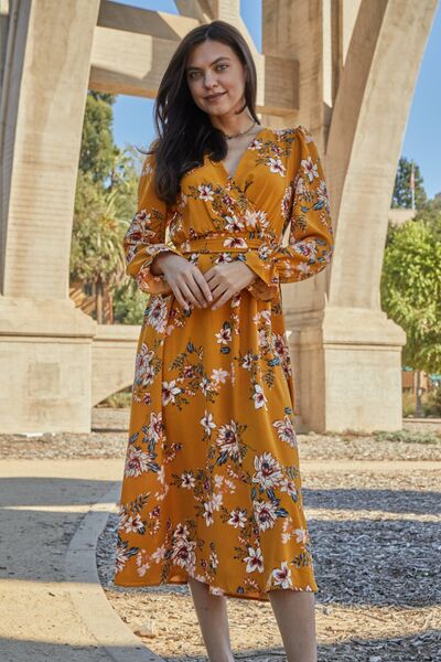 The Floral Tie Back Flounce Sleeve Dress