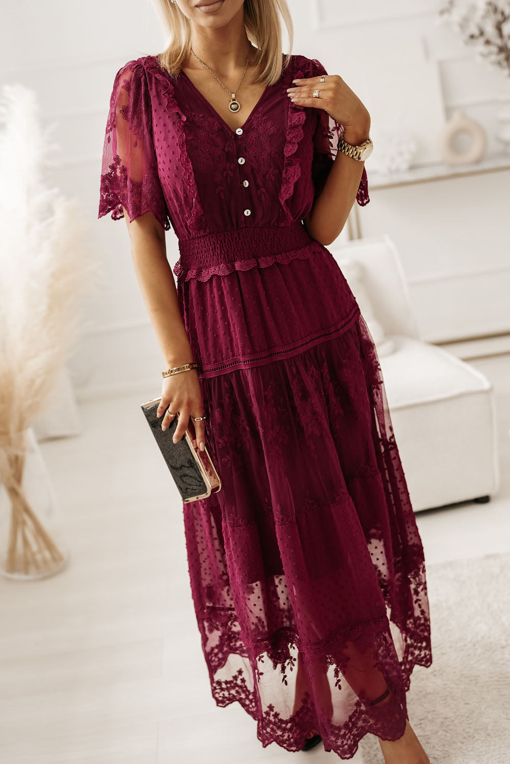 The Lace Trim Swiss Dot Dress