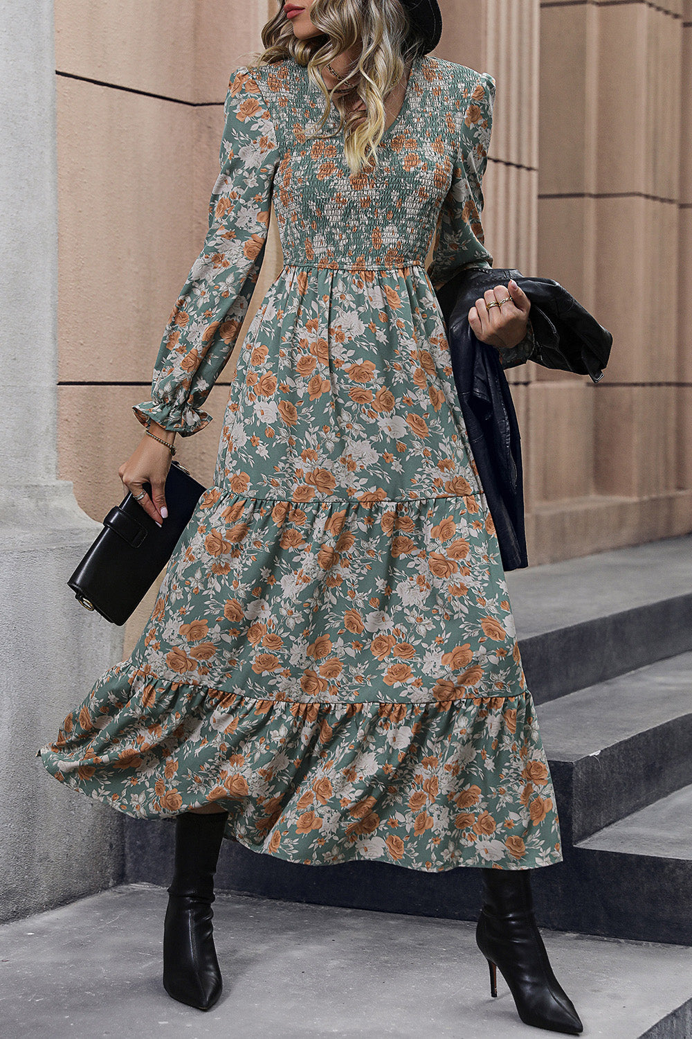 The Smocked Flounce Sleeve Dress