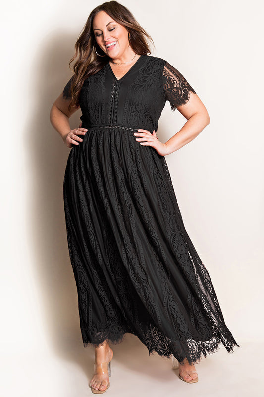 The Intricate Black Lace Maxi Dress