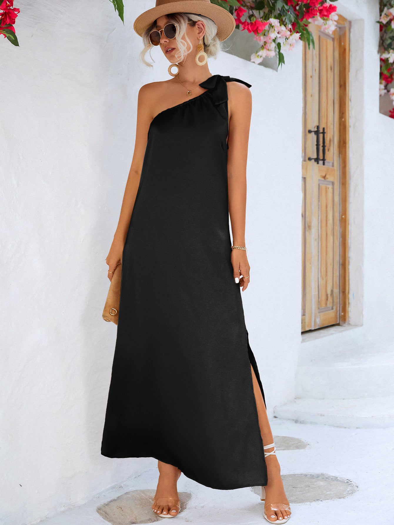 The One-Shoulder Slit Maxi Dress