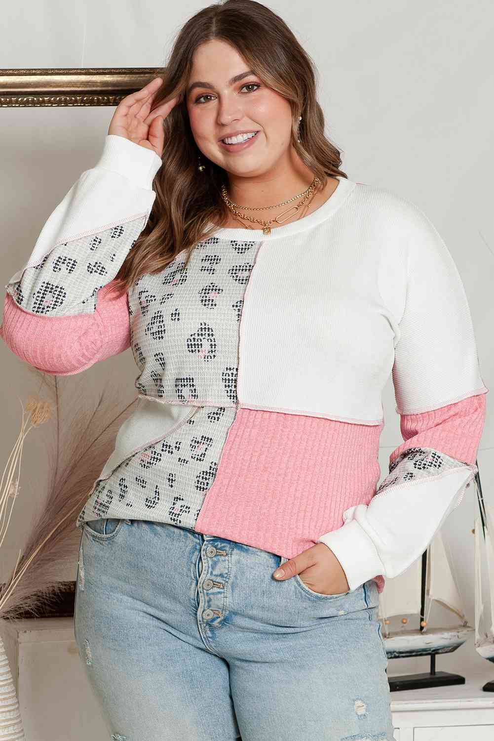 The Perfectly Plus Size Out Seamed Splicing Sweatshirt