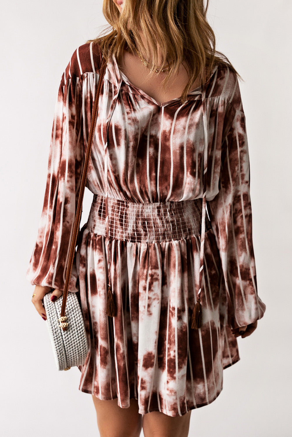 The Tie-Dye Smocked Waist Balloon Sleeve Dress