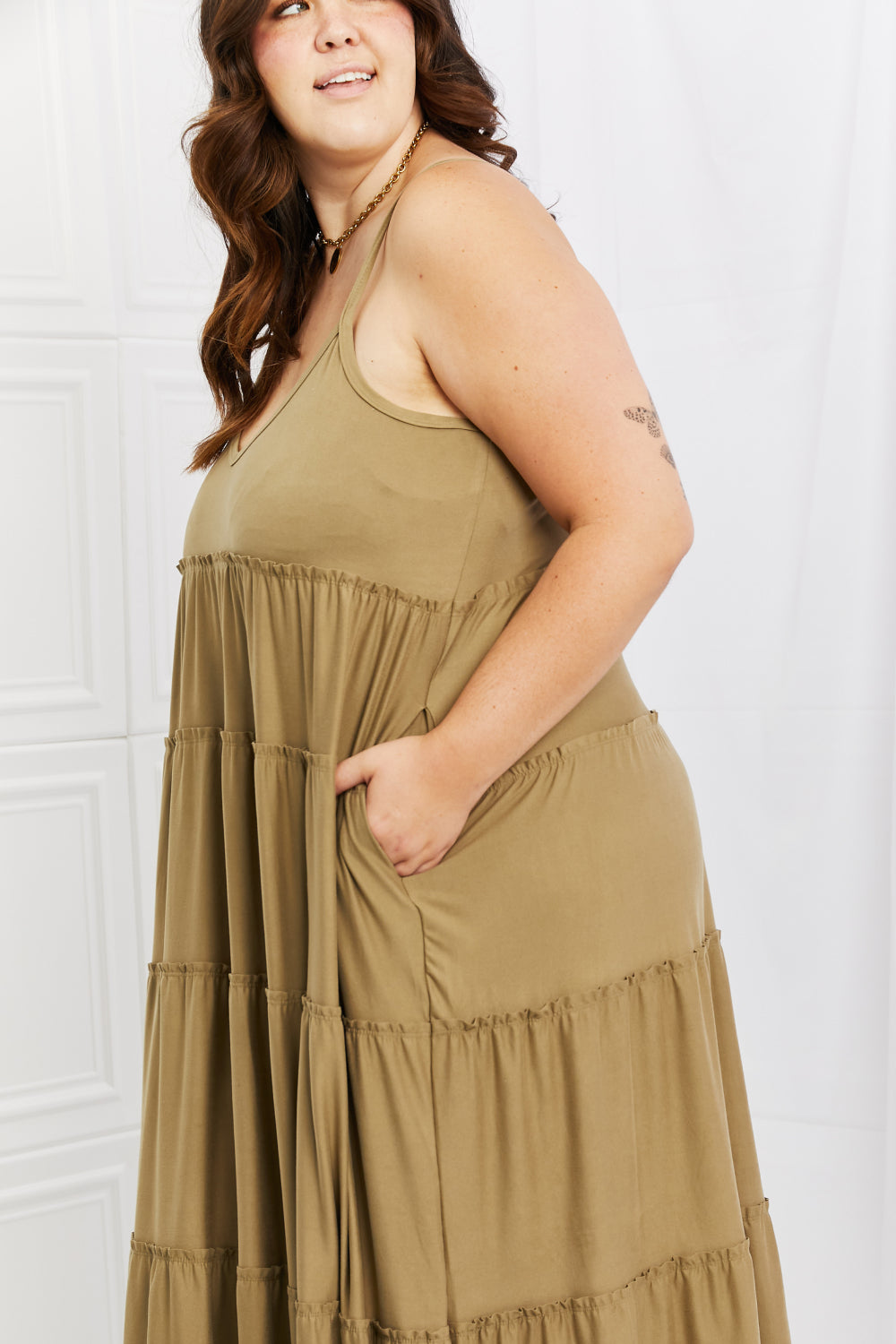 The Khaki Tiered Maxi with Pockets