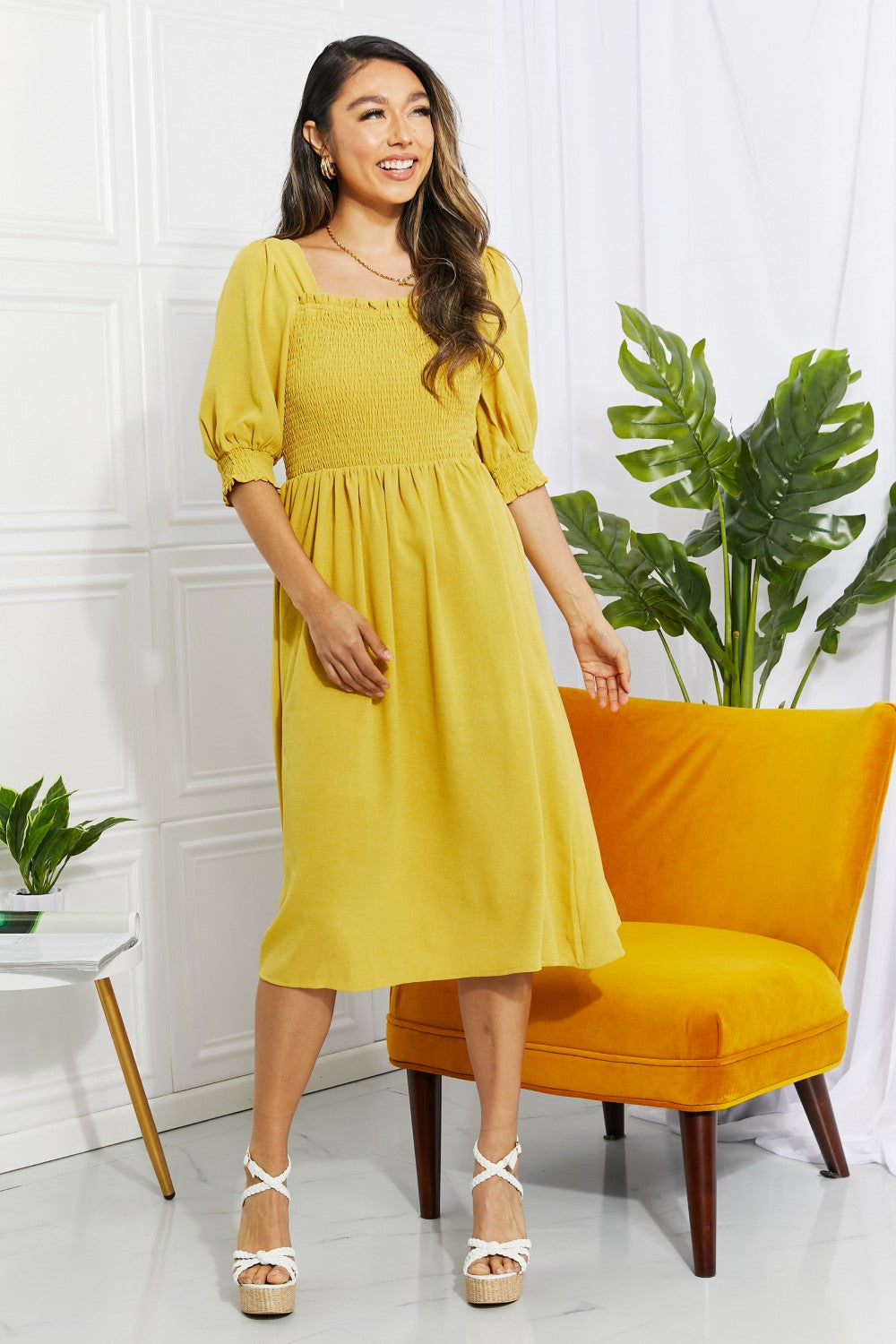 The Love You Forever Square Neck Midi Dress