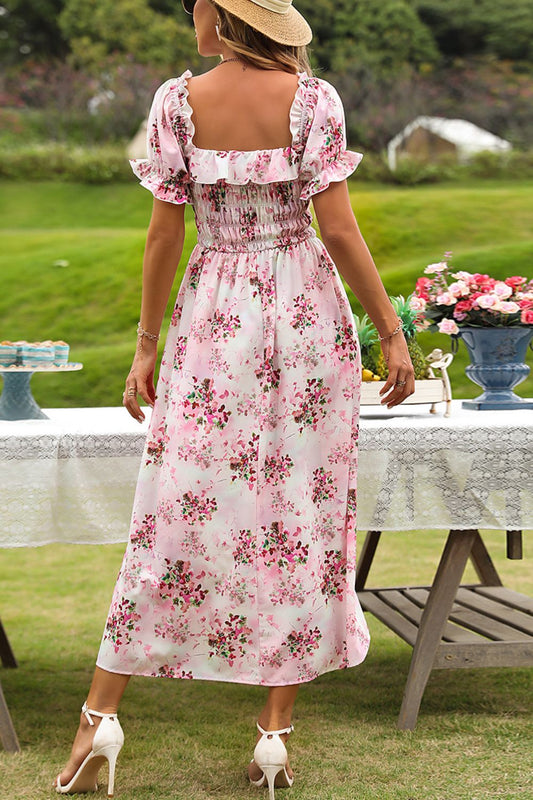 The Sweet Floral Square Neck Midi Dress