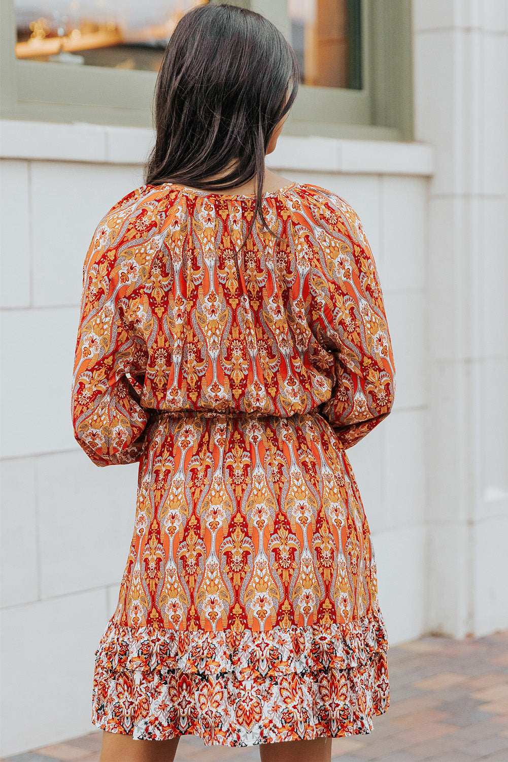 The Boho Balloon Sleeve Tassel Tie Dress